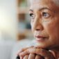 Elderly,Woman,,Closeup,And,Thinking,With,Cane,For,Mental,Health,